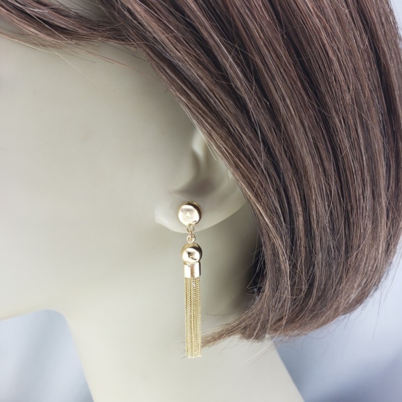 18 Karat Yellow Gold Dangle Chain Tassel Earrings #21224 - Picture 8 of 8